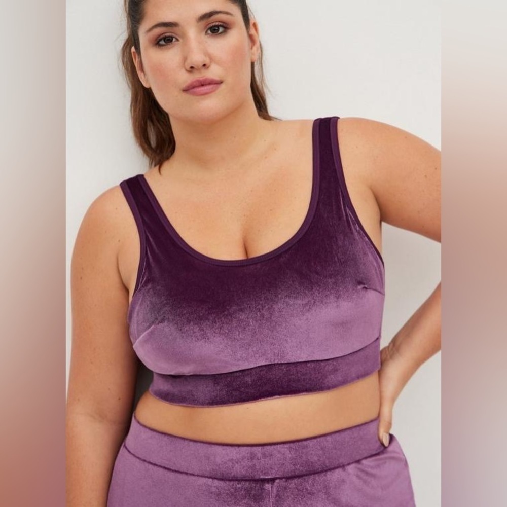 Torrid Curve Purple Velvet Sports Bra Bralette Plus Size 1X